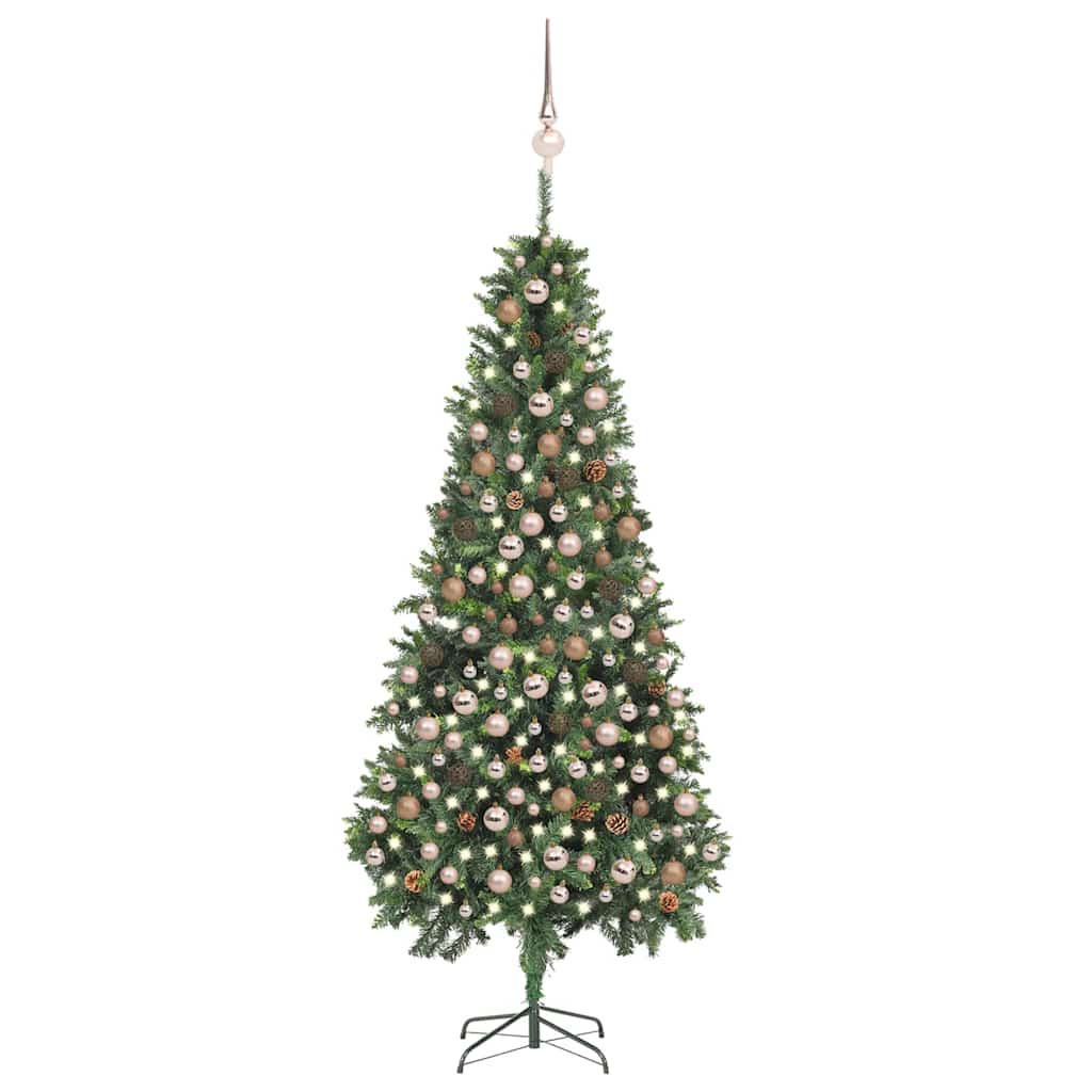 vidaXL Árvore Natal artificial pré-iluminada c/ bolas 180 cm verde