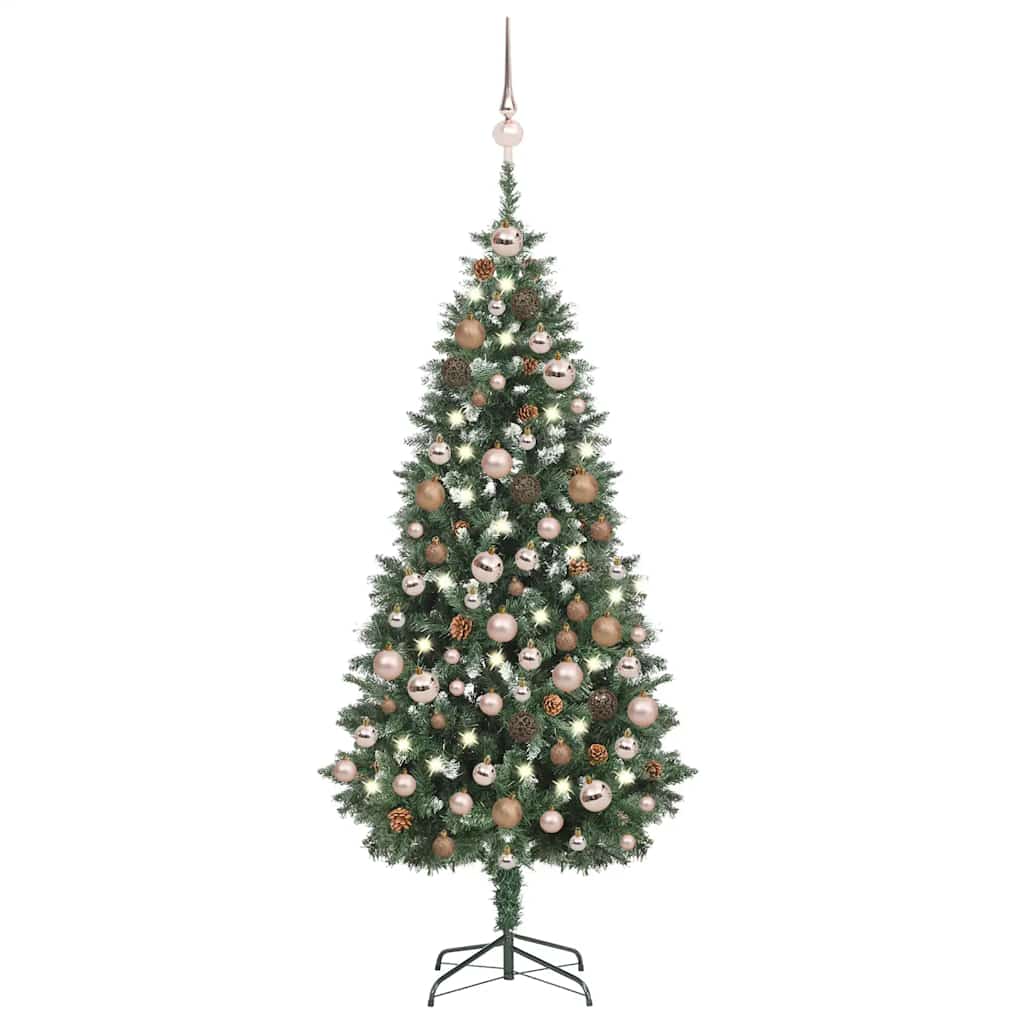 vidaXL Árvore Natal artificial pré-iluminada c/ bolas 180 cm verde