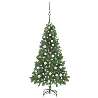 vidaXL Árvore Natal artificial pré-iluminada c/ bolas 180 cm verde