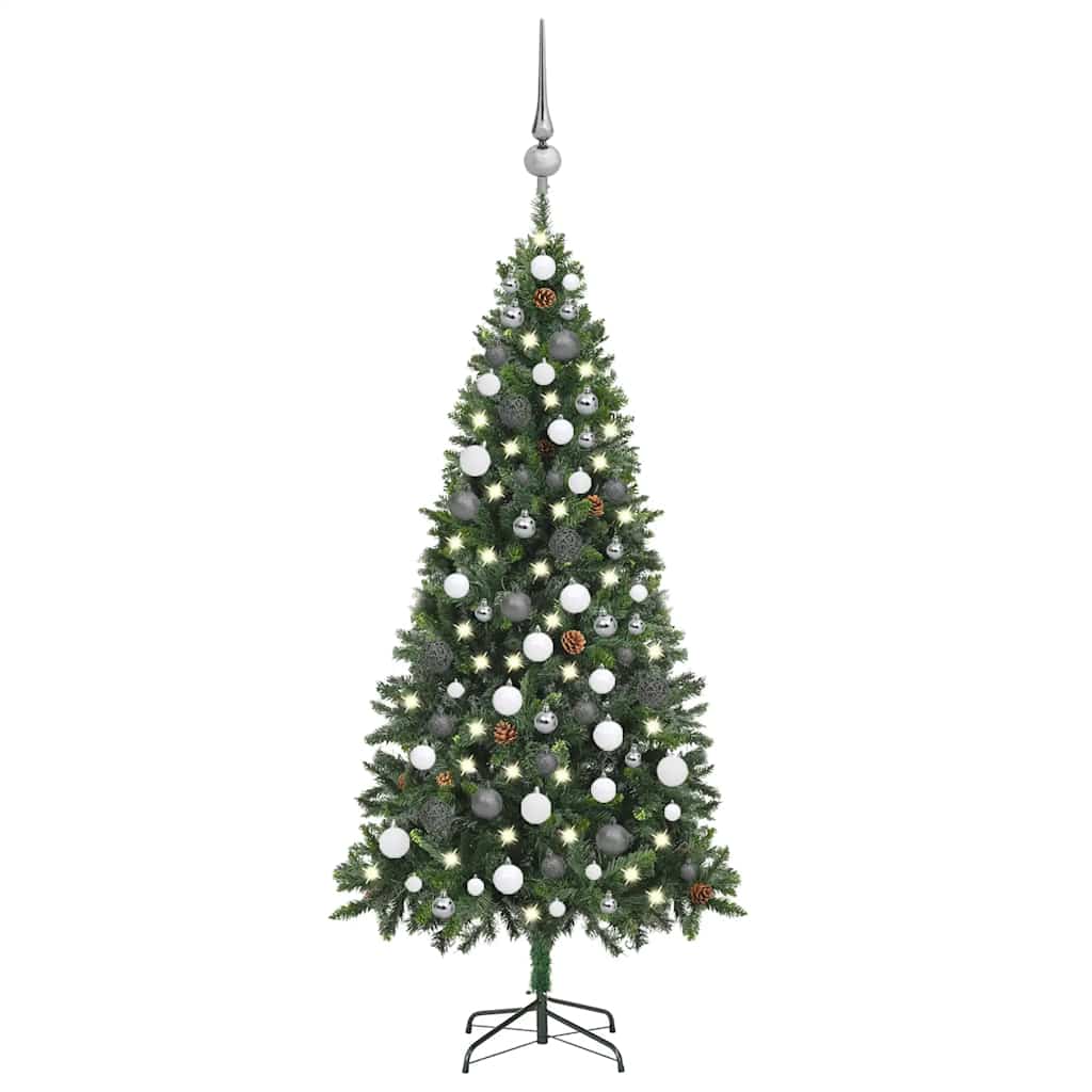 vidaXL Árvore Natal artificial pré-iluminada c/ bolas 180 cm verde