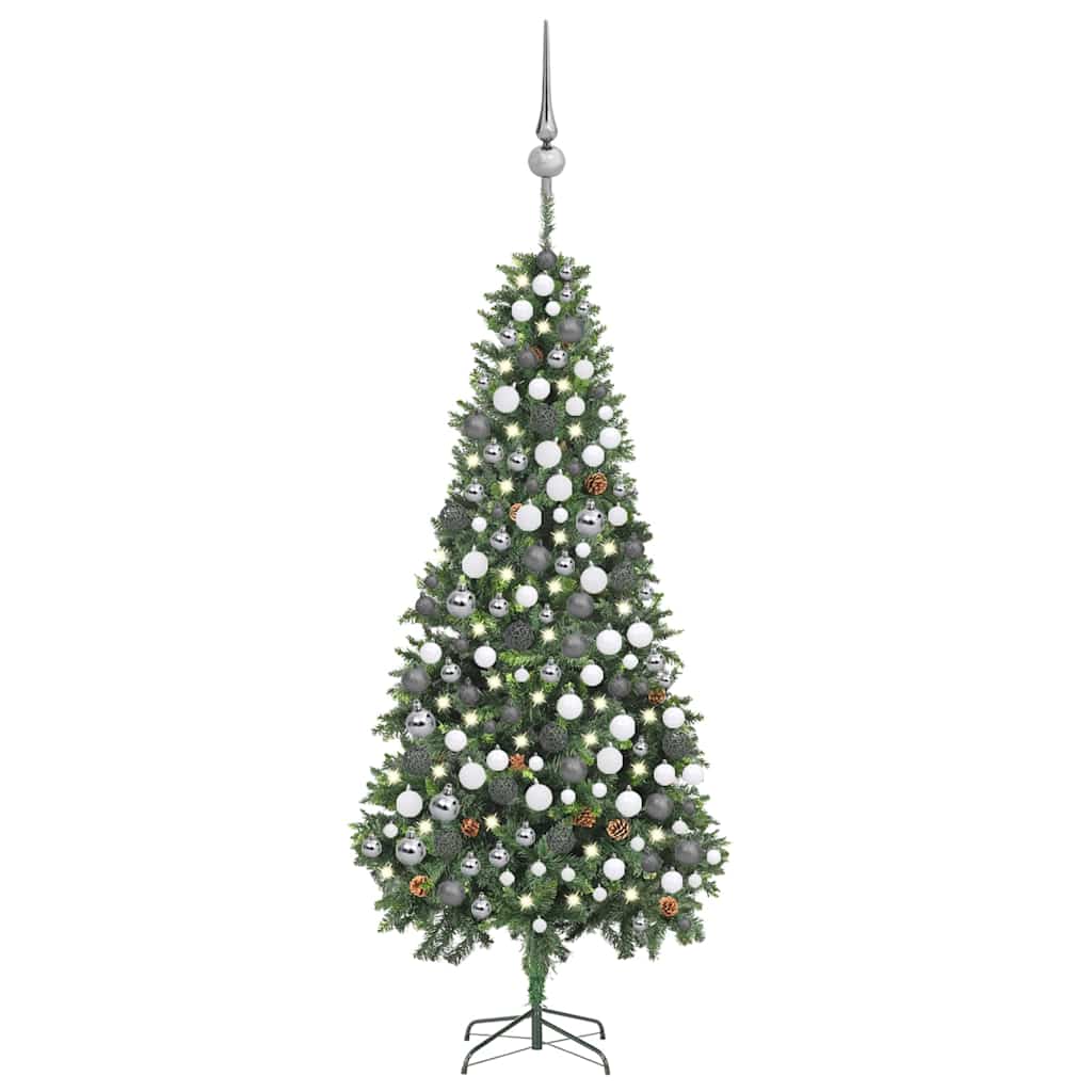 vidaXL Árvore Natal artificial pré-iluminada c/ bolas 180 cm verde