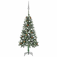 vidaXL Árvore Natal artificial pré-iluminada c/ bolas 180 cm verde