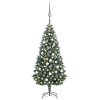 vidaXL Árvore Natal artificial pré-iluminada c/ bolas 180 cm verde