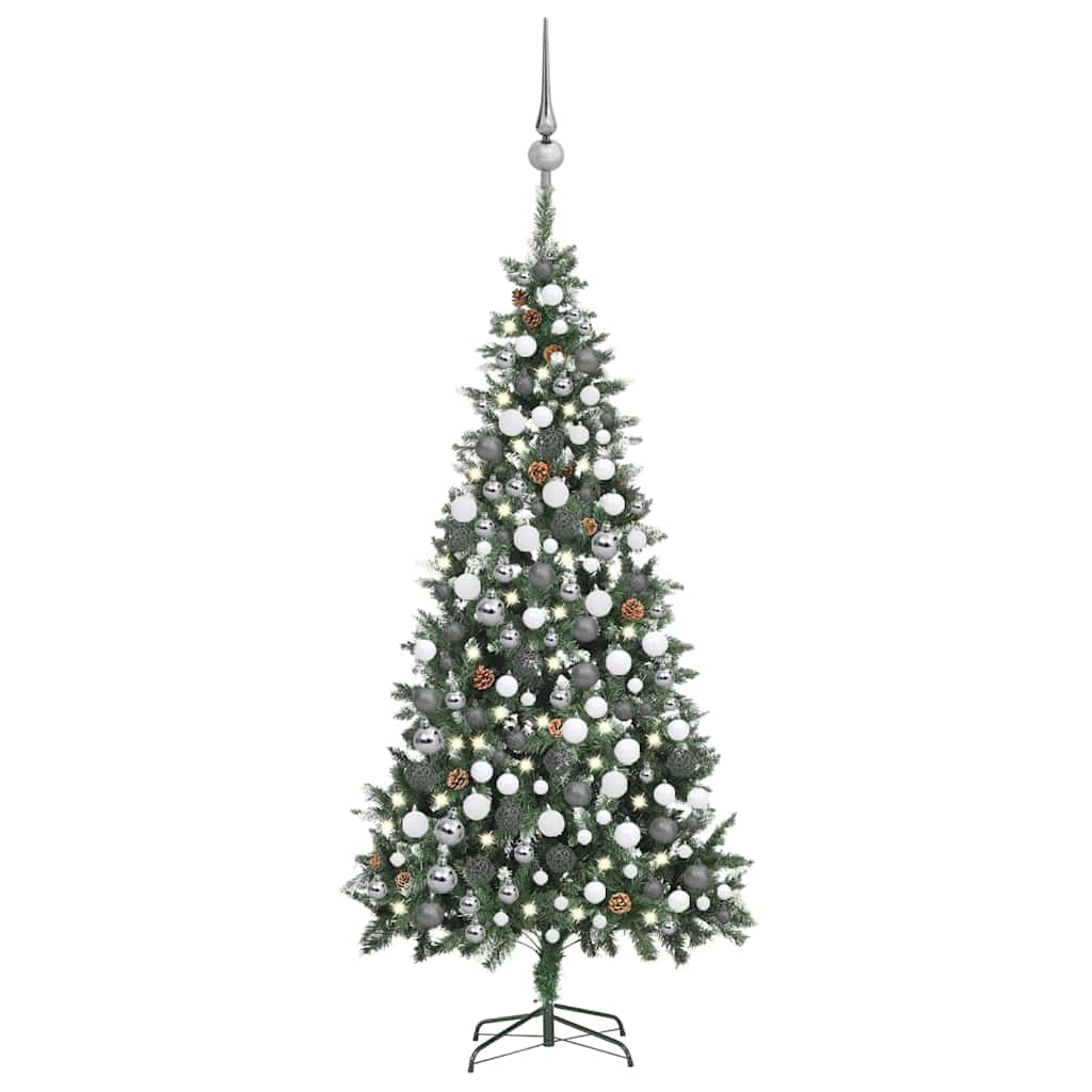 vidaXL Árvore Natal artificial pré-iluminada c/ bolas 180 cm verde