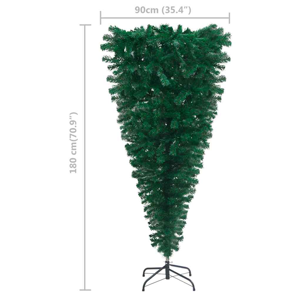 vidaXL Árvore de Natal artificial invertida com luzes LED/bolas 180 cm