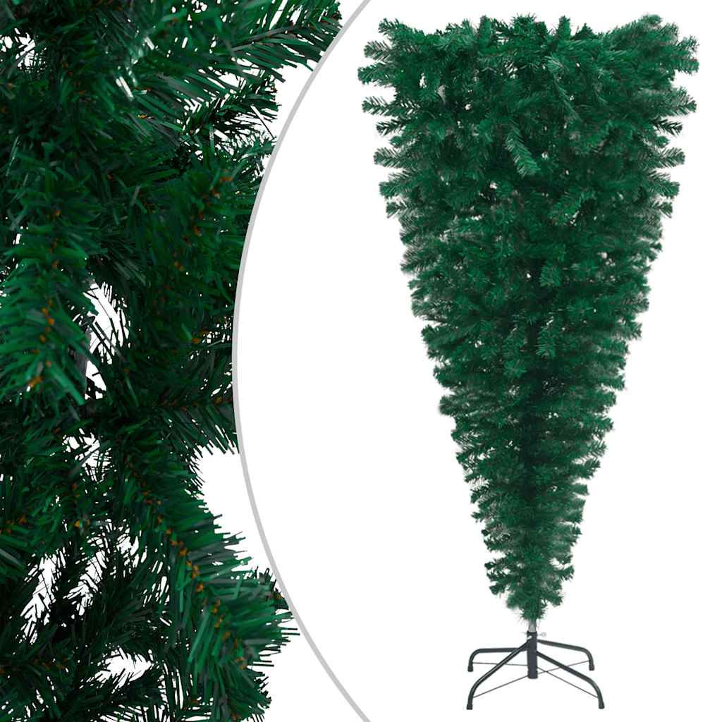 vidaXL Árvore de Natal artificial invertida com luzes LED/bolas 180 cm