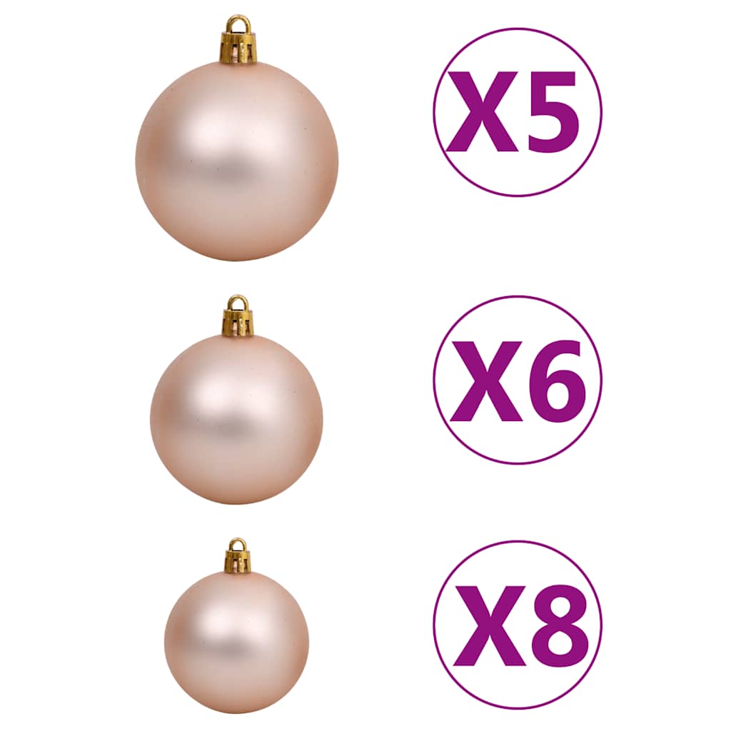 vidaXL Árvore de Natal artificial invertida com luzes LED/bolas 180 cm