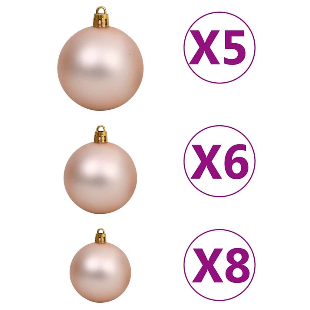 vidaXL Árvore de Natal pré-iluminada fina com bolas 150 cm prateado