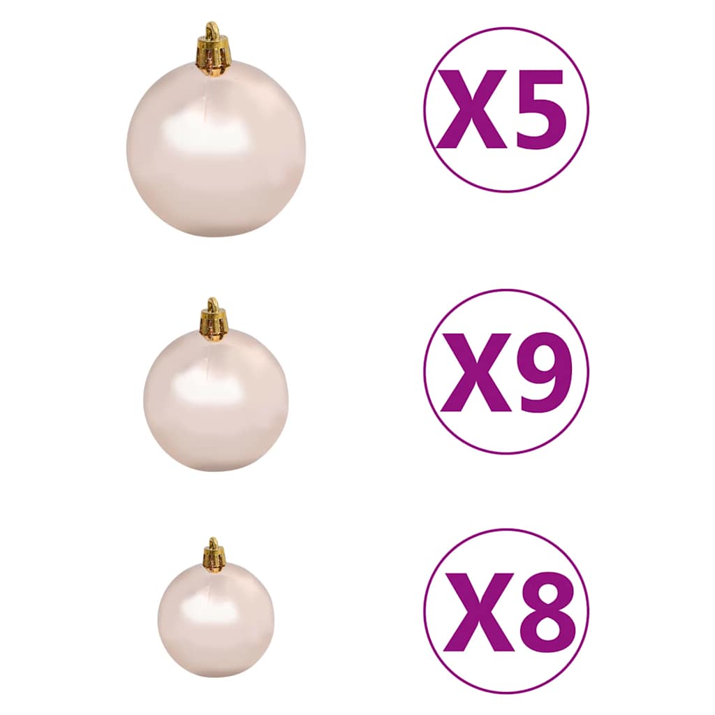 vidaXL Árvore de Natal pré-iluminada fina com bolas 150 cm prateado