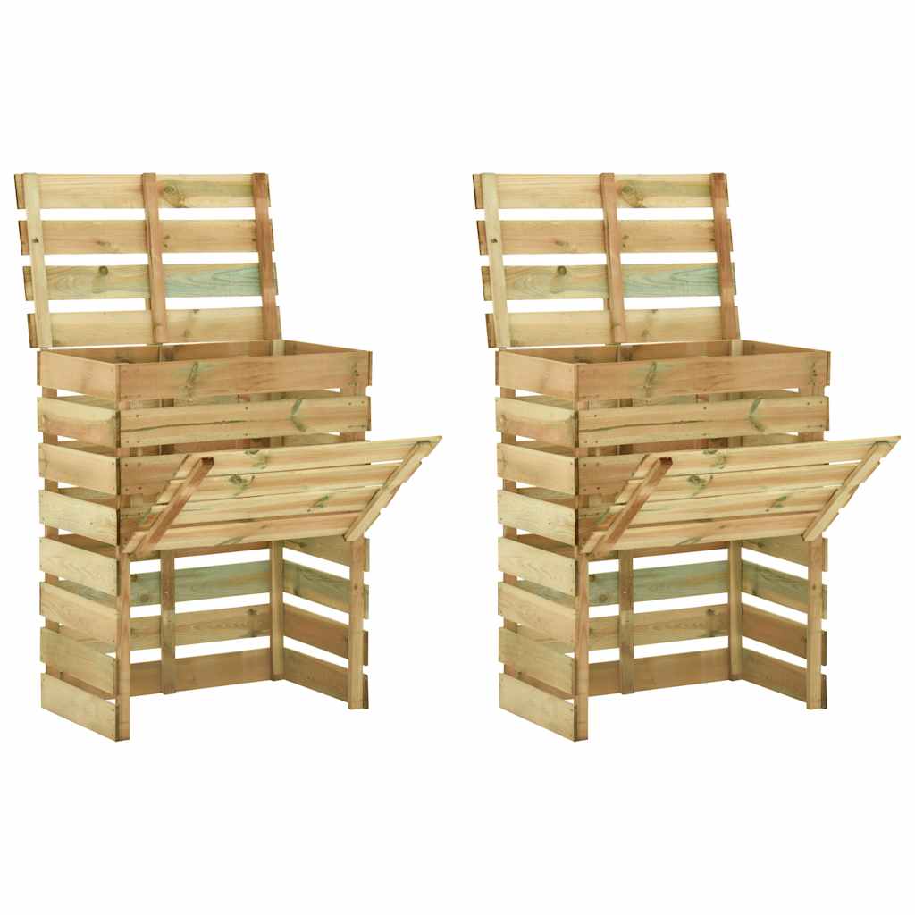 vidaXL Caixa de compostagem ripada 2 pcs 80x50x100cm pinho impregnado