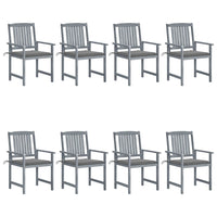 vidaXL Cadeiras de jardim com almofadões 2 pcs acácia maciça cinza