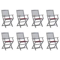 vidaXL Cadeiras exterior dobráveis c/ almofadões 2 pcs acácia maciça