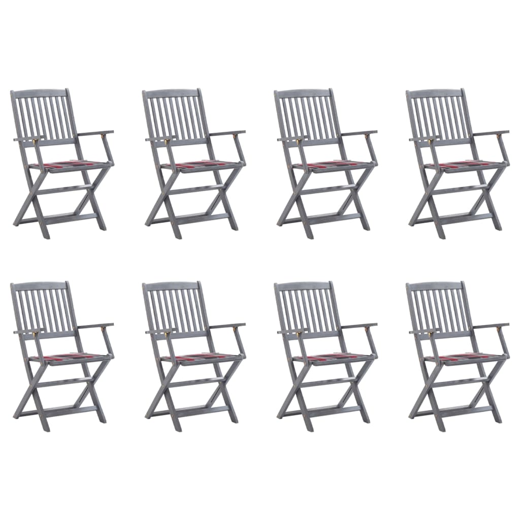 vidaXL Cadeiras exterior dobráveis c/ almofadões 2 pcs acácia maciça