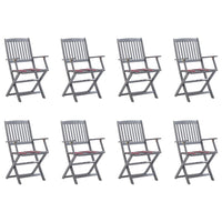 vidaXL Cadeiras exterior dobráveis c/ almofadões 2 pcs acácia maciça