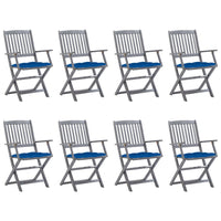 vidaXL Cadeiras exterior dobráveis c/ almofadões 2 pcs acácia maciça