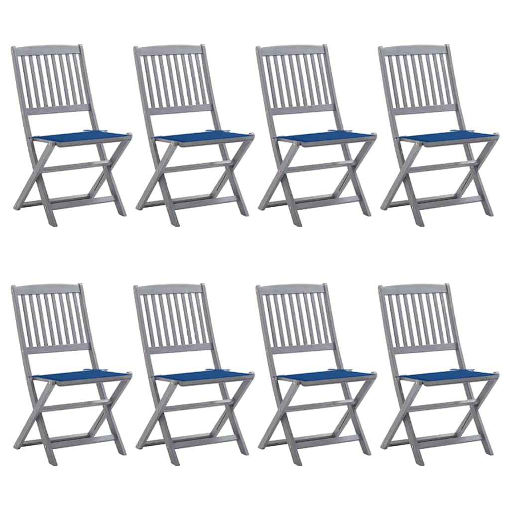 vidaXL Cadeiras exterior dobráveis c/ almofadões 2 pcs acácia maciça