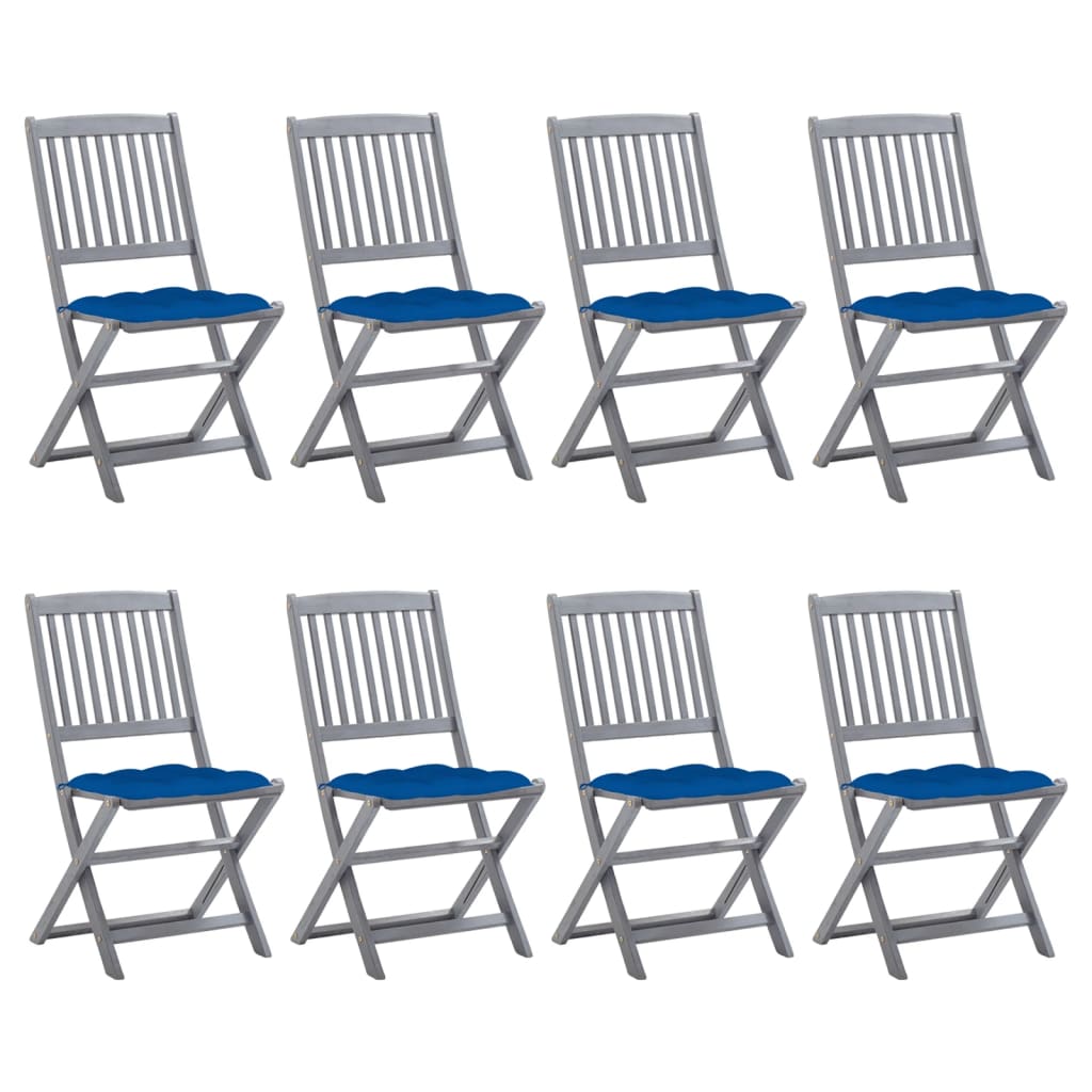 vidaXL Cadeiras exterior dobráveis c/ almofadões 2 pcs acácia maciça