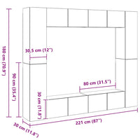 vidaXL 8 pcs conjunto de móveis de TV contraplacado branco