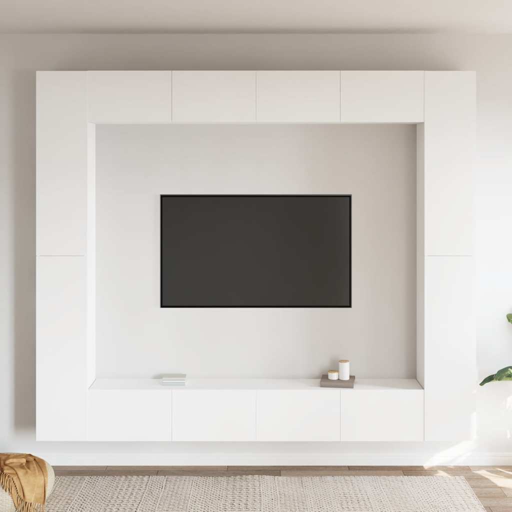 vidaXL 8 pcs conjunto de móveis de TV contraplacado branco