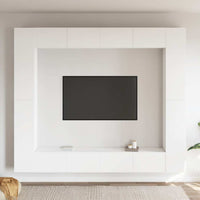 vidaXL 8 pcs conjunto de móveis de TV contraplacado branco