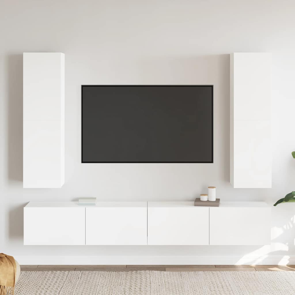 vidaXL 10 pcs conjunto de móveis de TV derivados de madeira branco