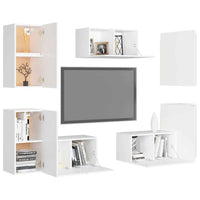 vidaXL 7 pcs conjunto de móveis de TV derivados de madeira branco