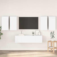 vidaXL 6 pcs conjunto de móveis de TV derivados de madeira branco