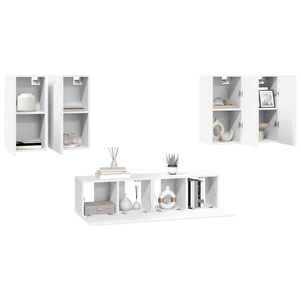 vidaXL 6 pcs conjunto de móveis de TV derivados de madeira branco