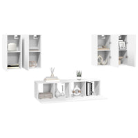 vidaXL 6 pcs conjunto de móveis de TV derivados de madeira branco