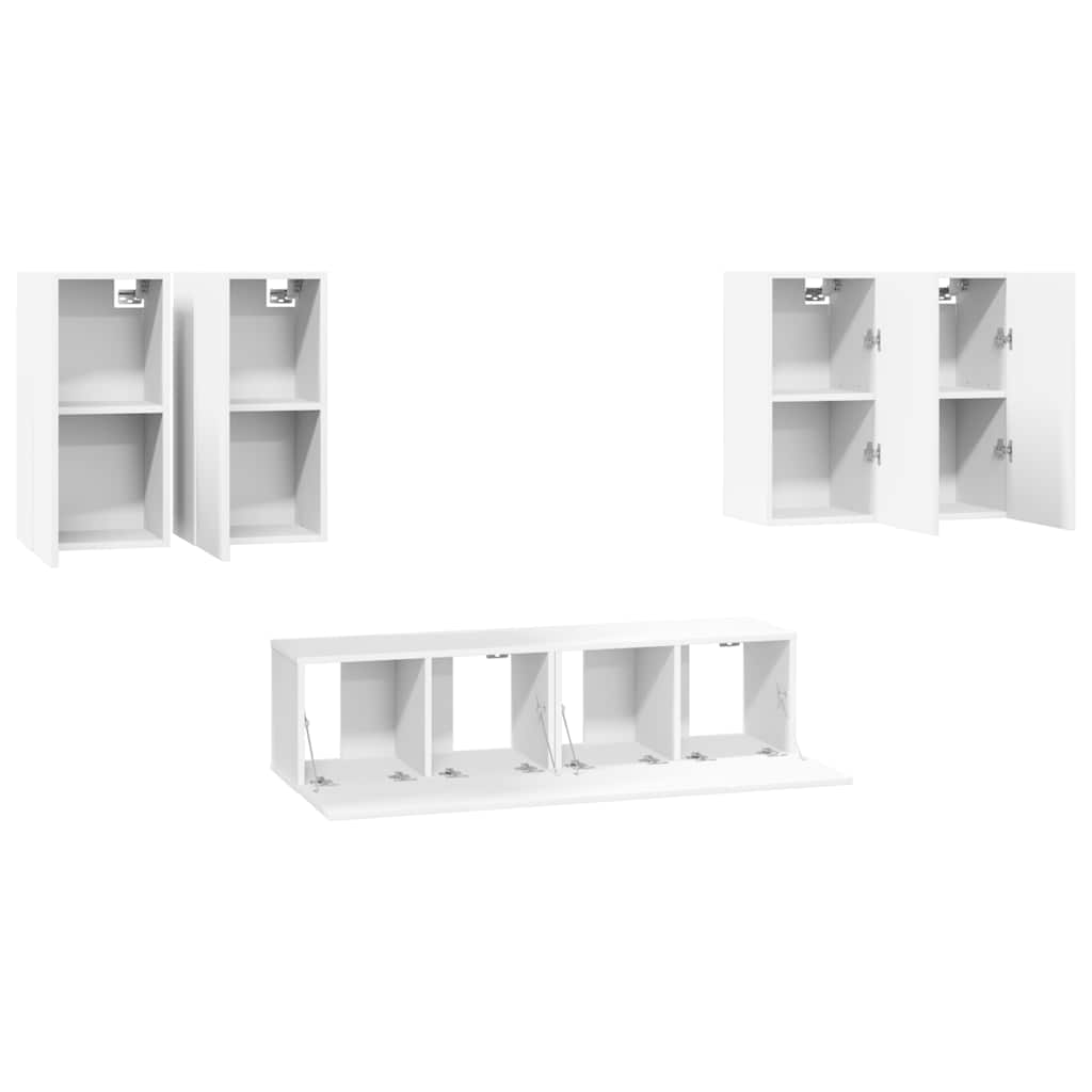 vidaXL 6 pcs conjunto de móveis de TV derivados de madeira branco