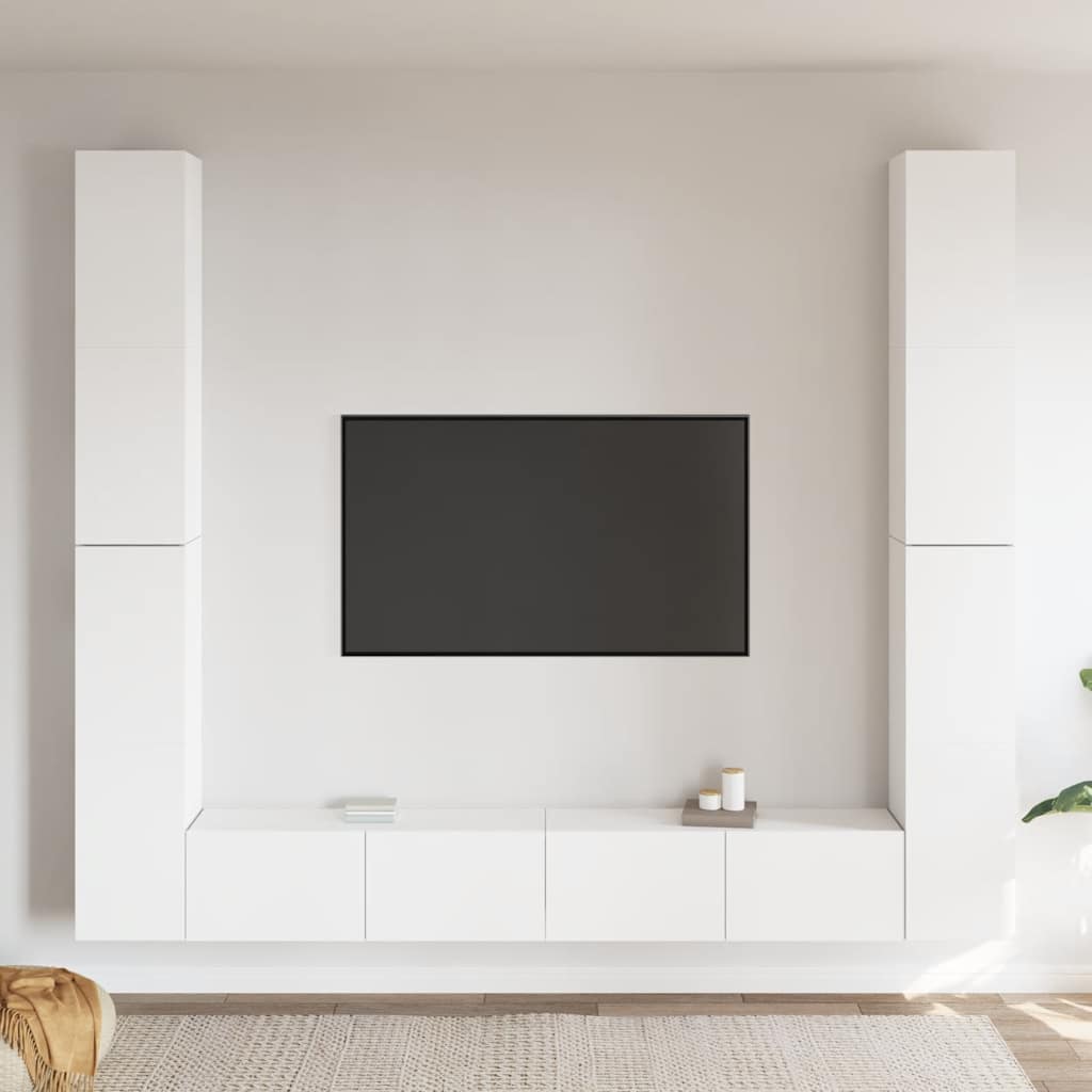 vidaXL 6 pcs conjunto de móveis de TV derivados de madeira branco