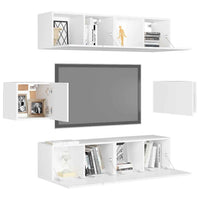 vidaXL 6 pcs conjunto de móveis de TV derivados de madeira branco