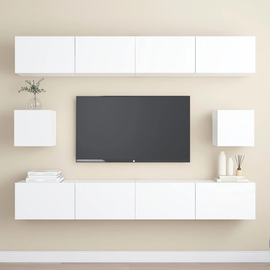 vidaXL 6 pcs conjunto de móveis de TV derivados de madeira branco