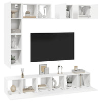 vidaXL 8 pcs conjunto de móveis de TV derivados de madeira branco