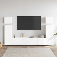 vidaXL 8 pcs conjunto de móveis de TV derivados de madeira branco