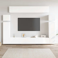 vidaXL 8 pcs conjunto de móveis de TV derivados de madeira branco