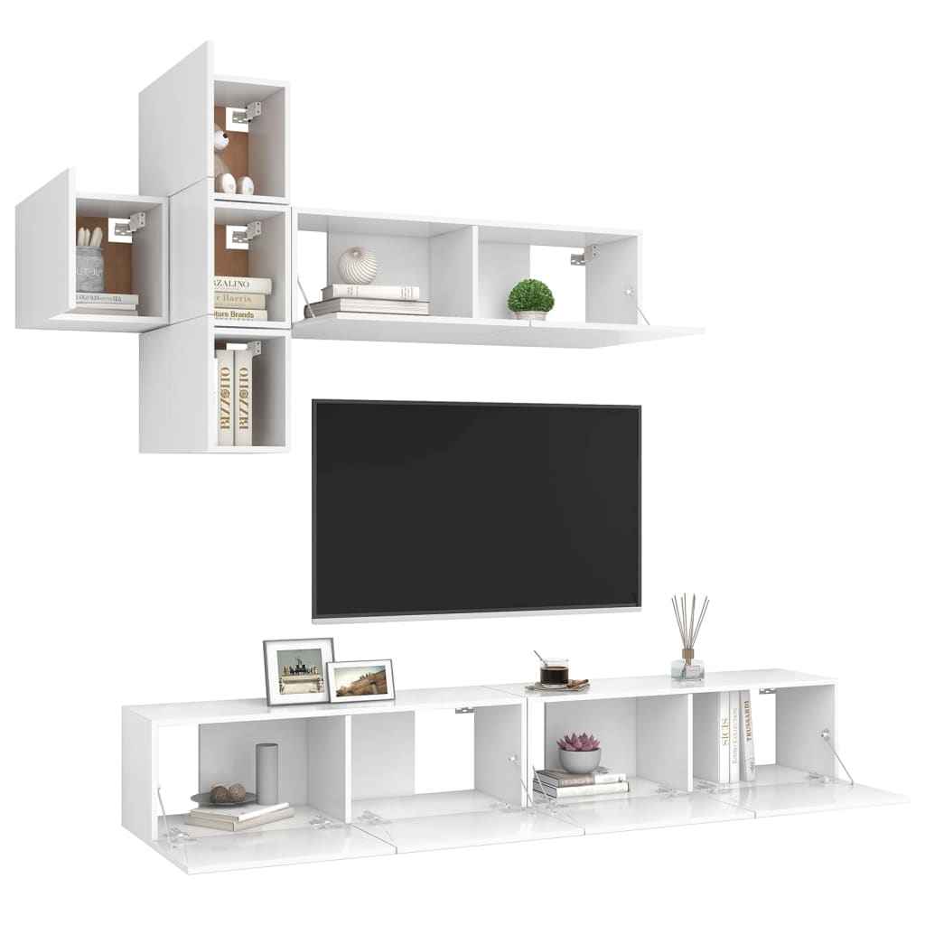 vidaXL 7 pcs conjunto de móveis de TV contraplacado branco