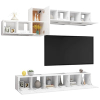 vidaXL 7 pcs conjunto de móveis de TV derivados de madeira branco