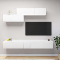 vidaXL 7 pcs conjunto de móveis de TV derivados de madeira branco