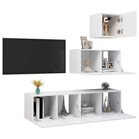vidaXL 4 pcs conjunto de móveis de TV derivados de madeira branco