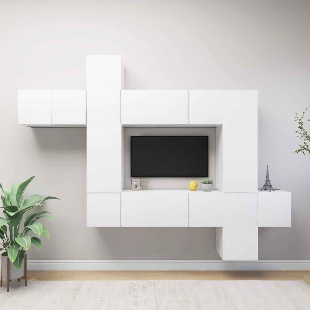 vidaXL 10 pcs conjunto de móveis de TV derivados de madeira branco