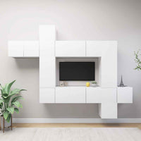 vidaXL 10 pcs conjunto de móveis de TV derivados de madeira branco