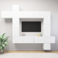 vidaXL 10 pcs conjunto de móveis de TV derivados de madeira branco