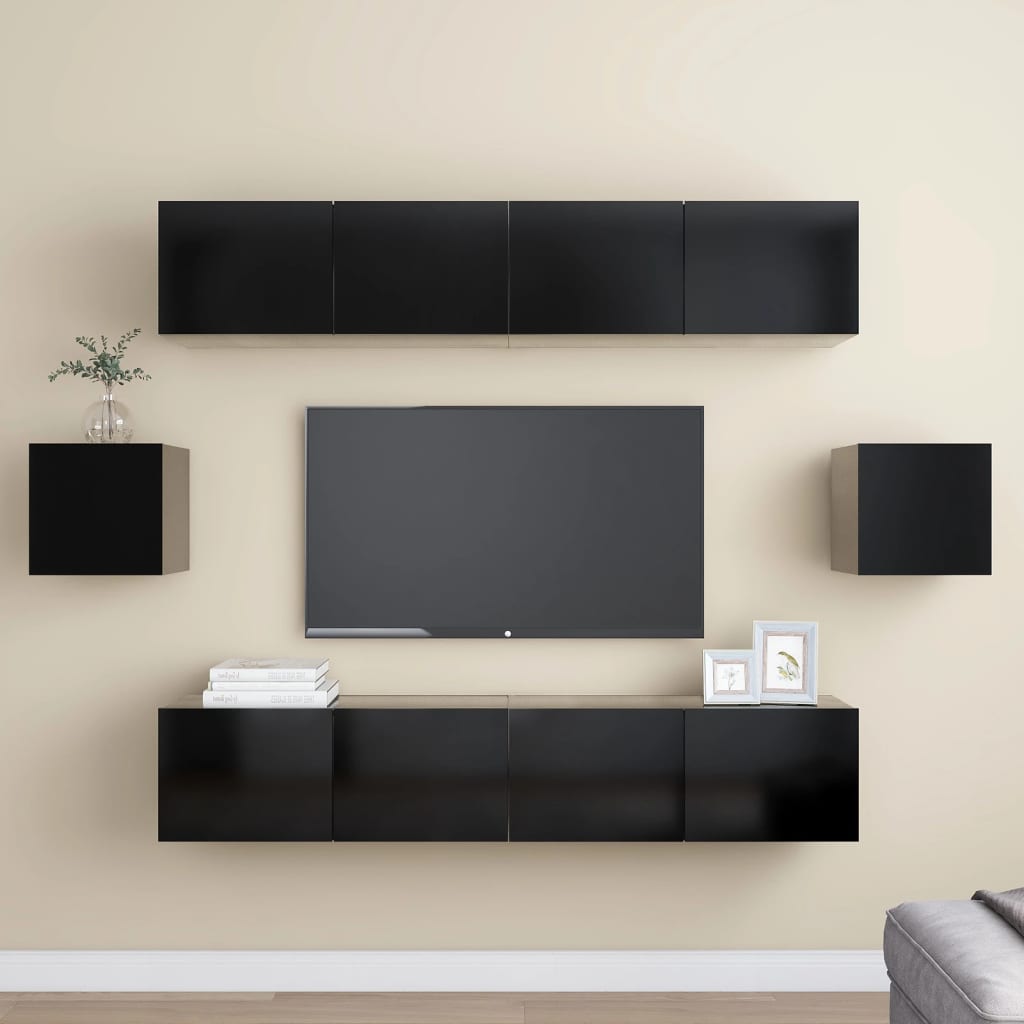 vidaXL 6 pcs conjunto de móveis de TV derivados de madeira branco