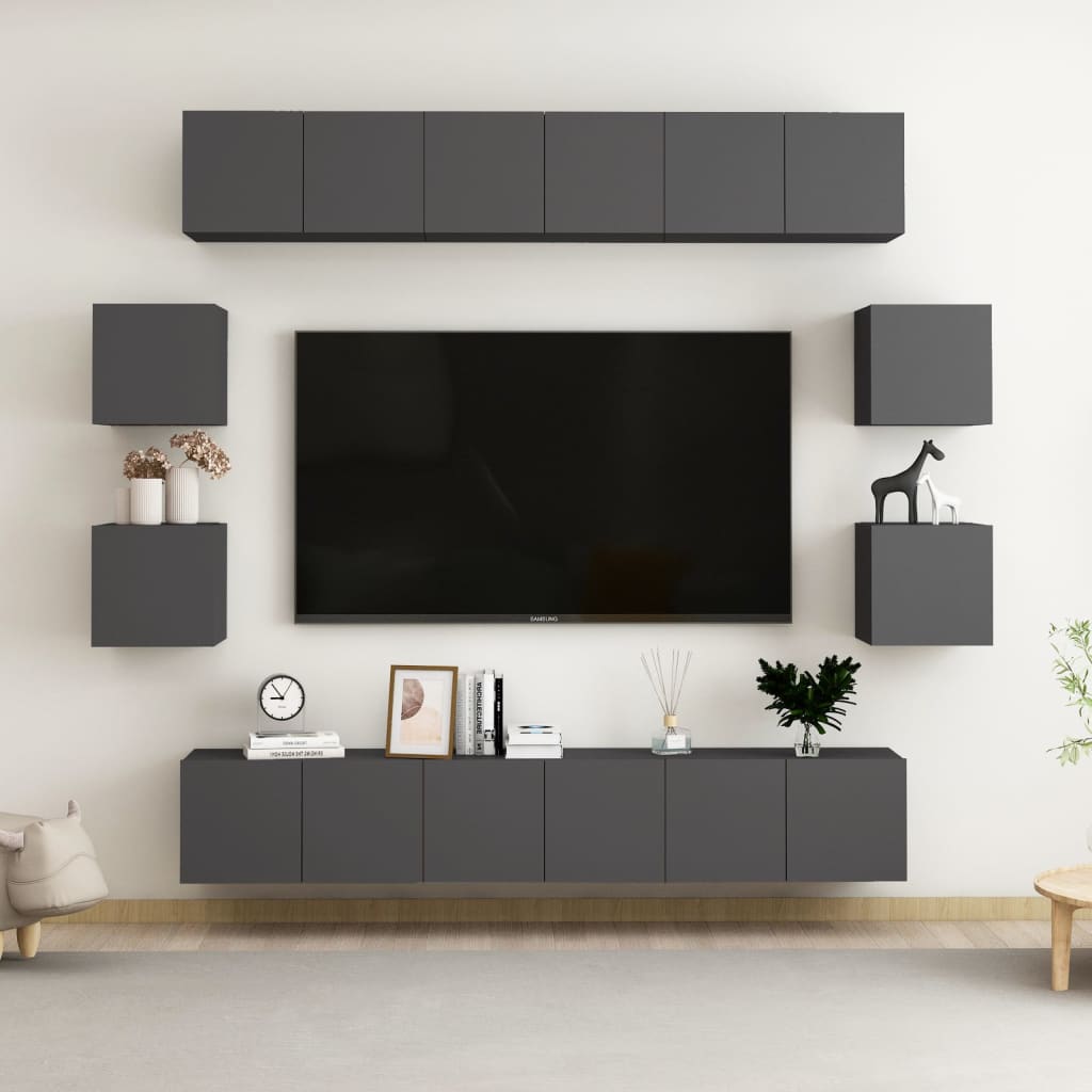 vidaXL 8 pcs conjunto de móveis de TV contraplacado branco