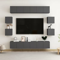 vidaXL 8 pcs conjunto de móveis de TV contraplacado branco