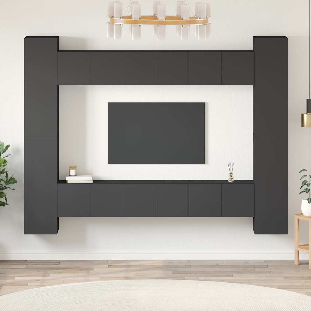 vidaXL 8 pcs conjunto de móveis de TV contraplacado branco