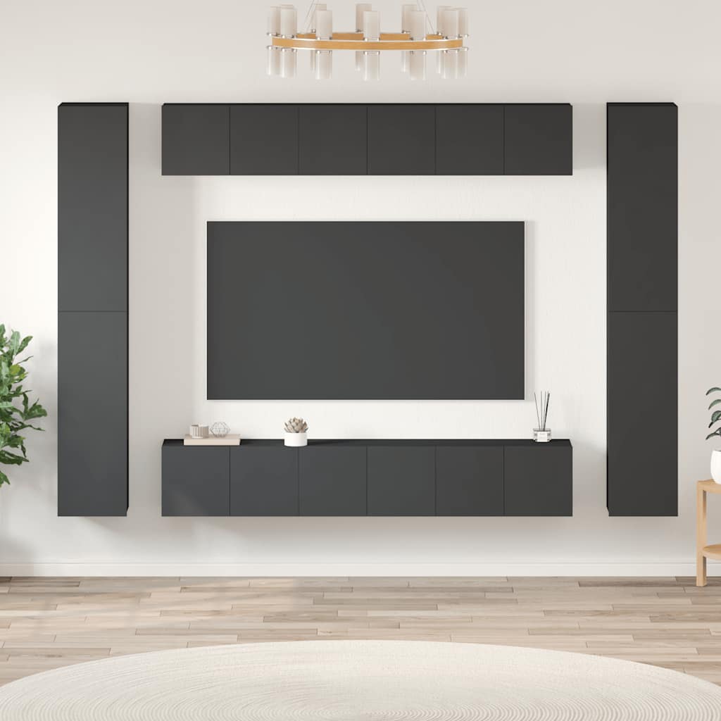 vidaXL 10 pcs conjunto de móveis de TV derivados de madeira branco