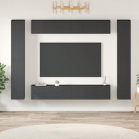 vidaXL 10 pcs conjunto de móveis de TV derivados de madeira branco