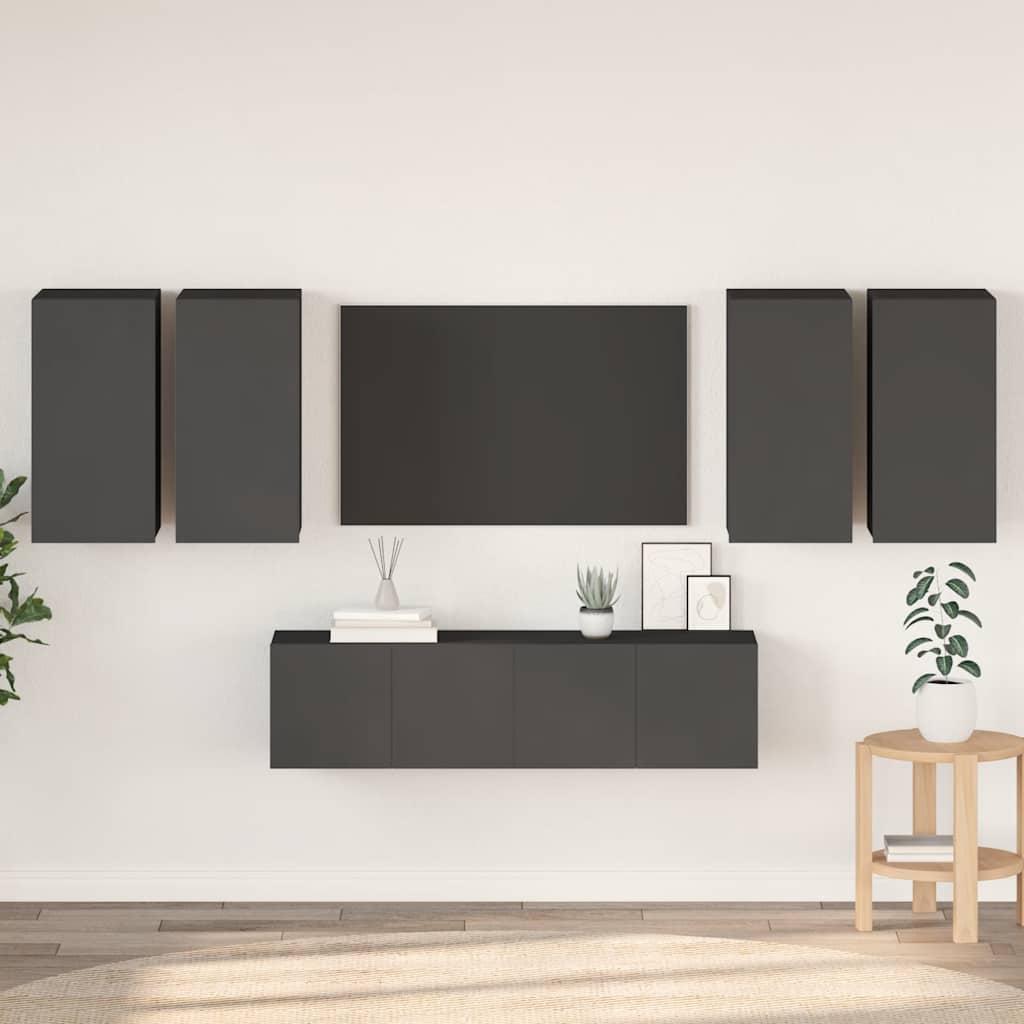 vidaXL 6 pcs conjunto de móveis de TV derivados de madeira branco